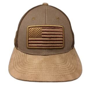 U.S. Flag Snapback Trucker Hat Brown One Size Adjustable Runs Deep Tactical